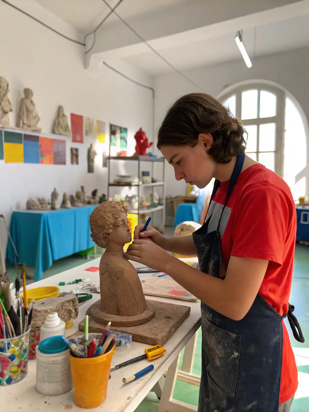 A focused shot of an artist receiving mentorship during an ONDE DE CHOC training program, emphasizing skill development and professional guidance.