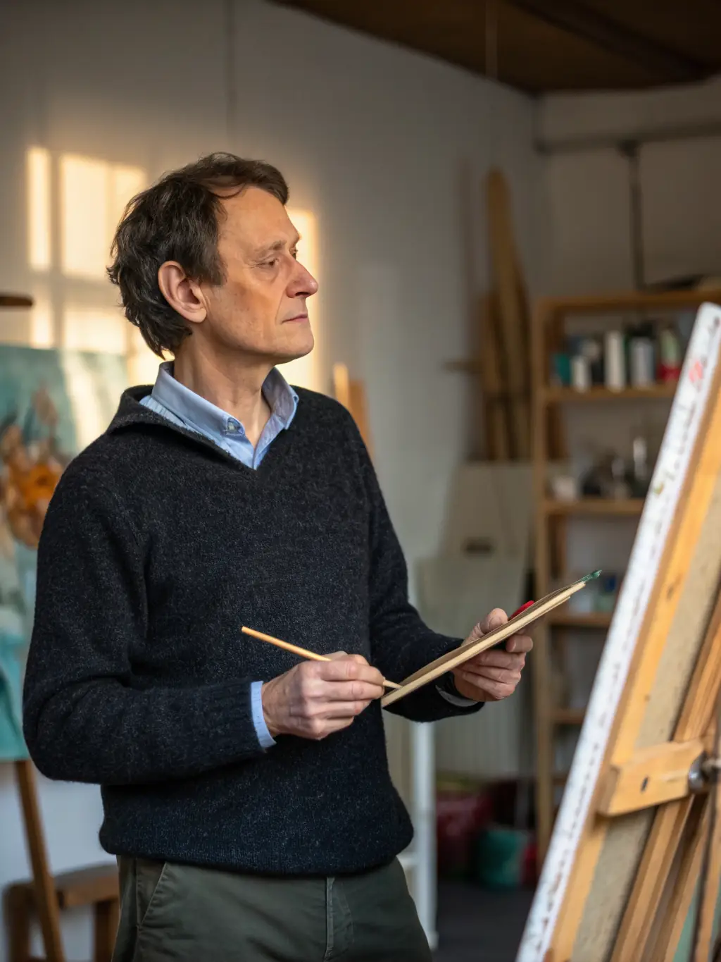 A photo of an artist mentor guiding a trainee in the ONDE DE CHOC artist training program, emphasizing skill development and professional growth.